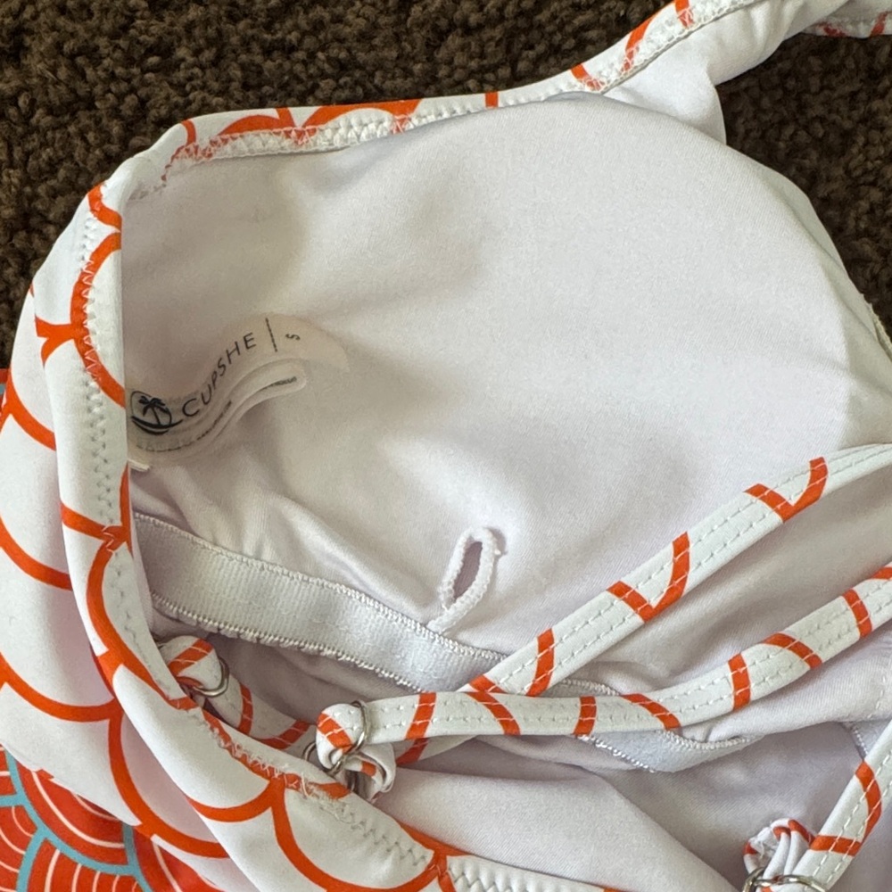 Cupshe White & Orange Patterned One-Piece Swimsuit - Picture 5 of 5